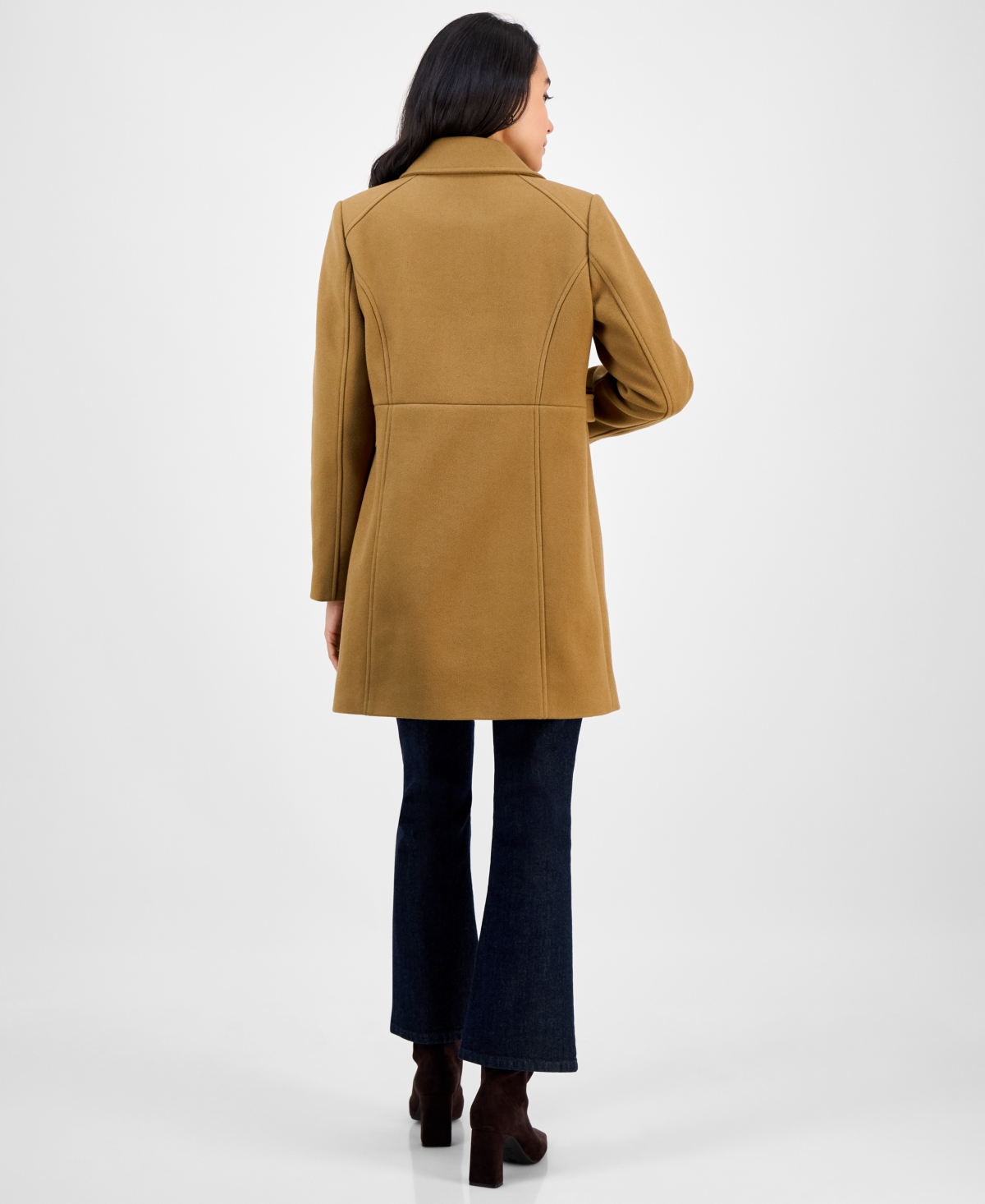 Michael Kors Michael  Women's Collared Zip-front Coat In Brown