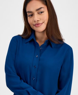 Petite Long-Sleeve Button-Front Shirt