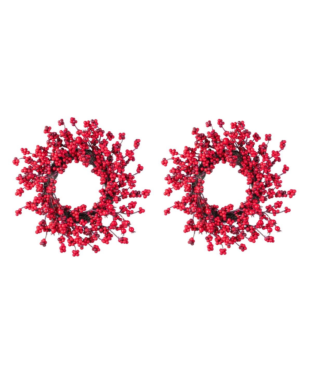 Plastic Christmas Mini Berries Wreaths, Set of 2 - Multi