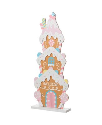 35.25" Wooden Christmas Gingerbread House Porch D&eacute;cor