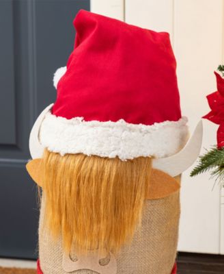 20" Polyester Christmas Linen Highland Cow Doorstop Porch D&eacute;cor
