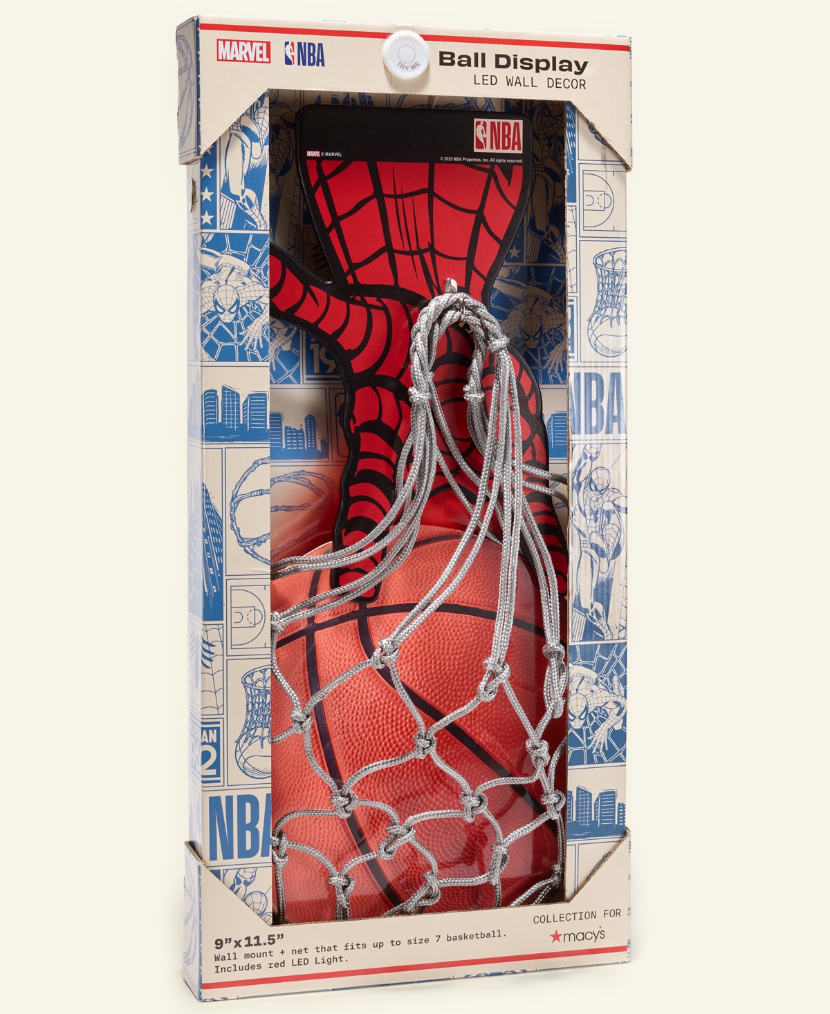 Marvel | Nba | Macy's Spider-Man Led Light Hook & Net Basketball Holder, Macy's Exclusive