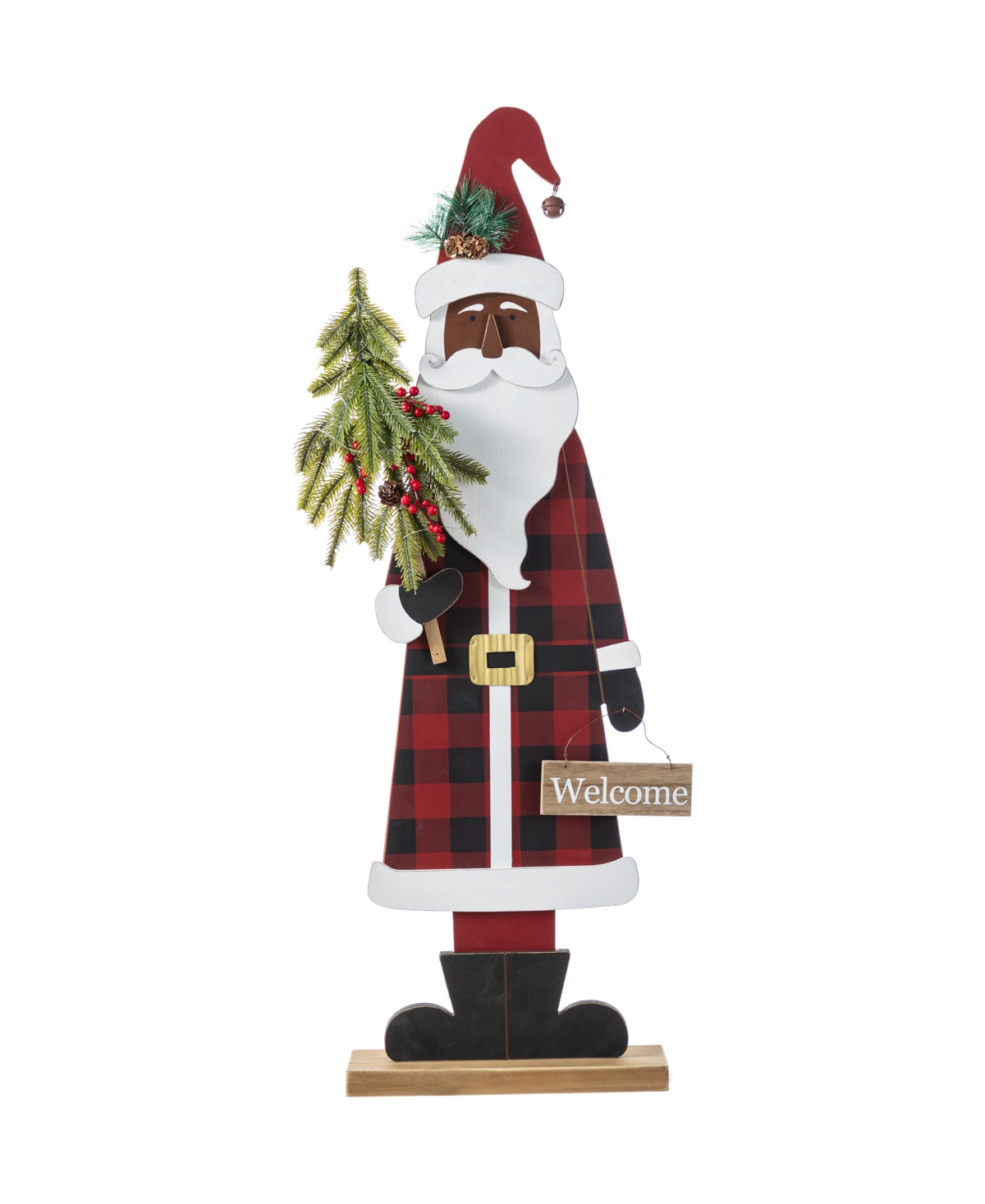 35.75" Lighted Wooden Africa Santa Porch Decor - Multi