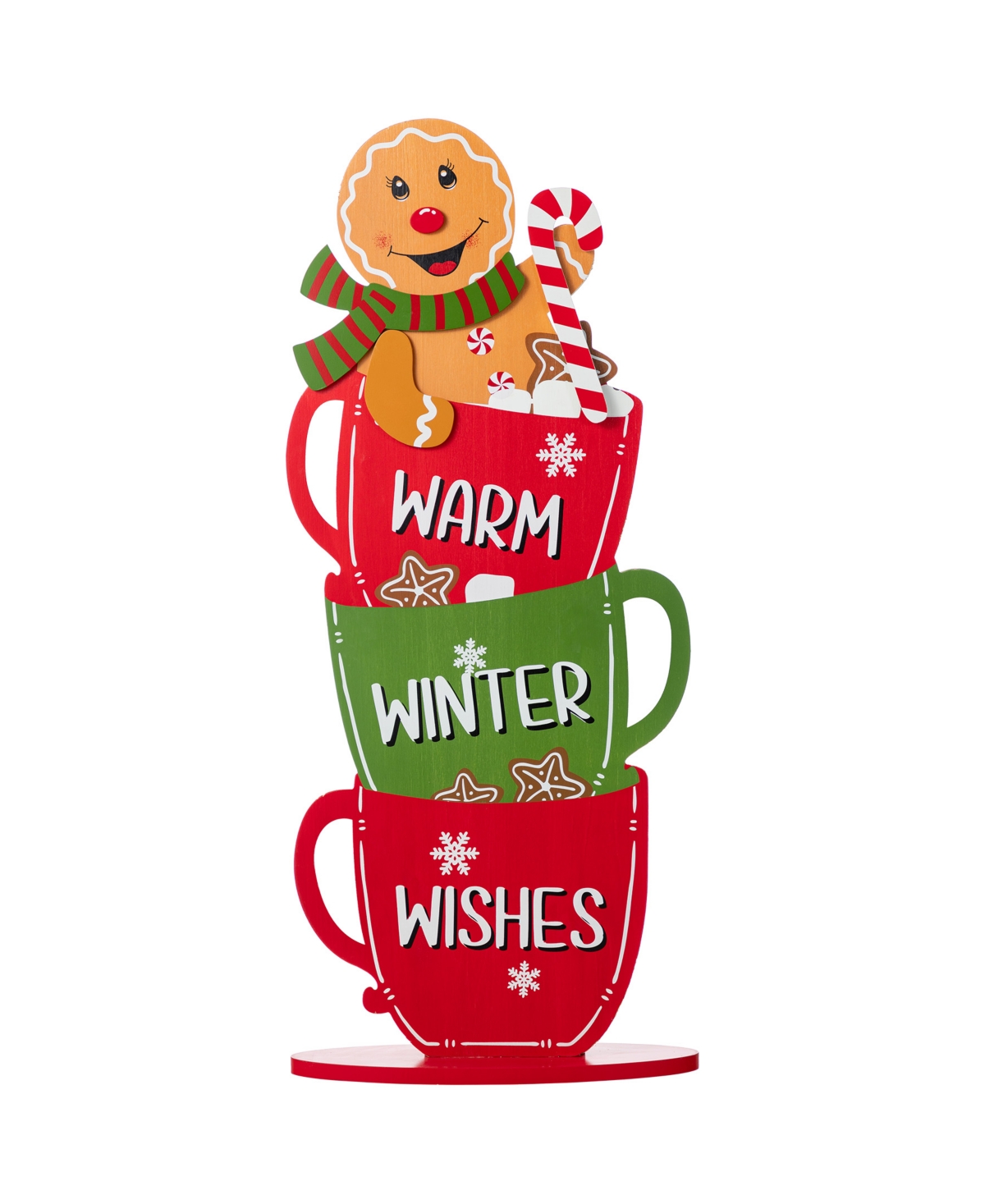 34.5" Wooden Christmas Gingerbread Man on Coffee Cup Porch Decor - Multi