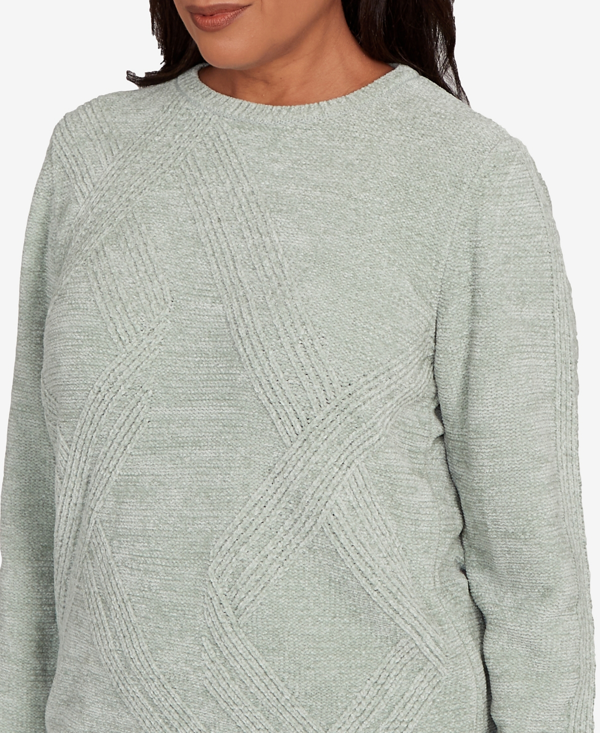 Alfred Dunner Petite Chenille Pullover Sweater In Gray