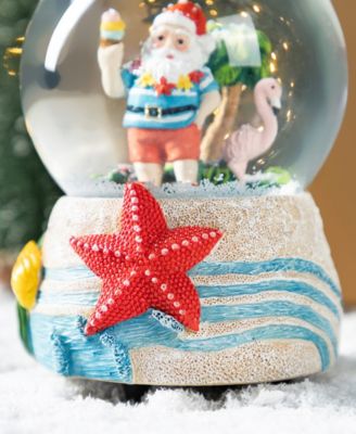 100mm Resin Christmas Musical Snowflakes Santa on Vacation Water Globe