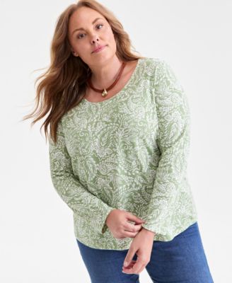 Style & Co - Plus Size Printed Long-Sleeve Top