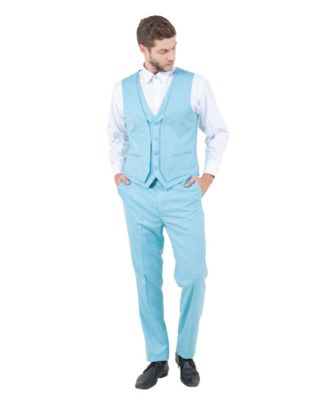 Big & Tall Solid Textured 3-Piece Jacket With Solid Vest And Pants Suit Notch Lapel