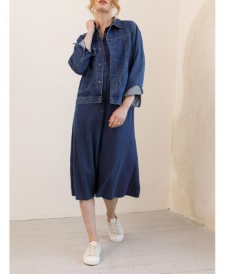 Women's Slub Jersey Shirt Midi Dress