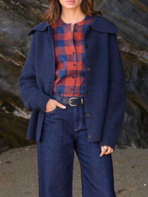 Women's Sailor Collar Longline Cardigan