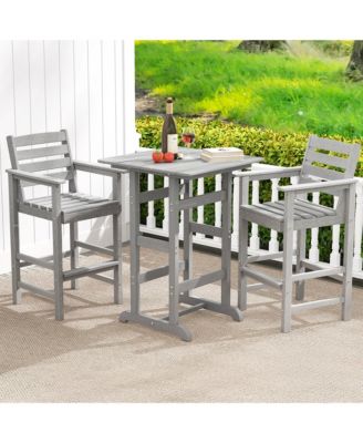 Patio Bar Stools Set of 4 Tall Adirondack Chair with Backrest Armrests & Footrests