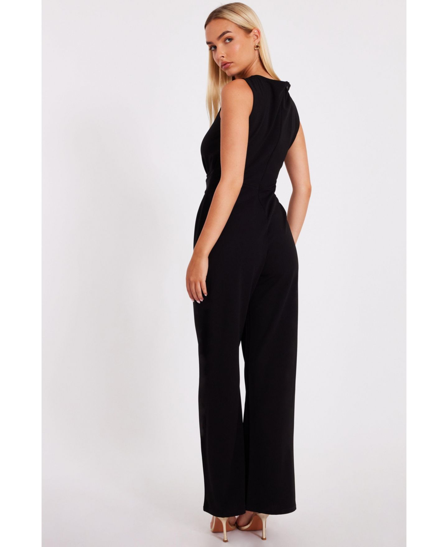 Женский комбинезон QUIZ Scuba Crepe Sleeveless Jumpsuit - Red, цвет: Чёрный — фото 5