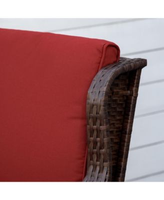 Wicker Rocking Chair, Outdoor Rocker w/ Cushions, Wine