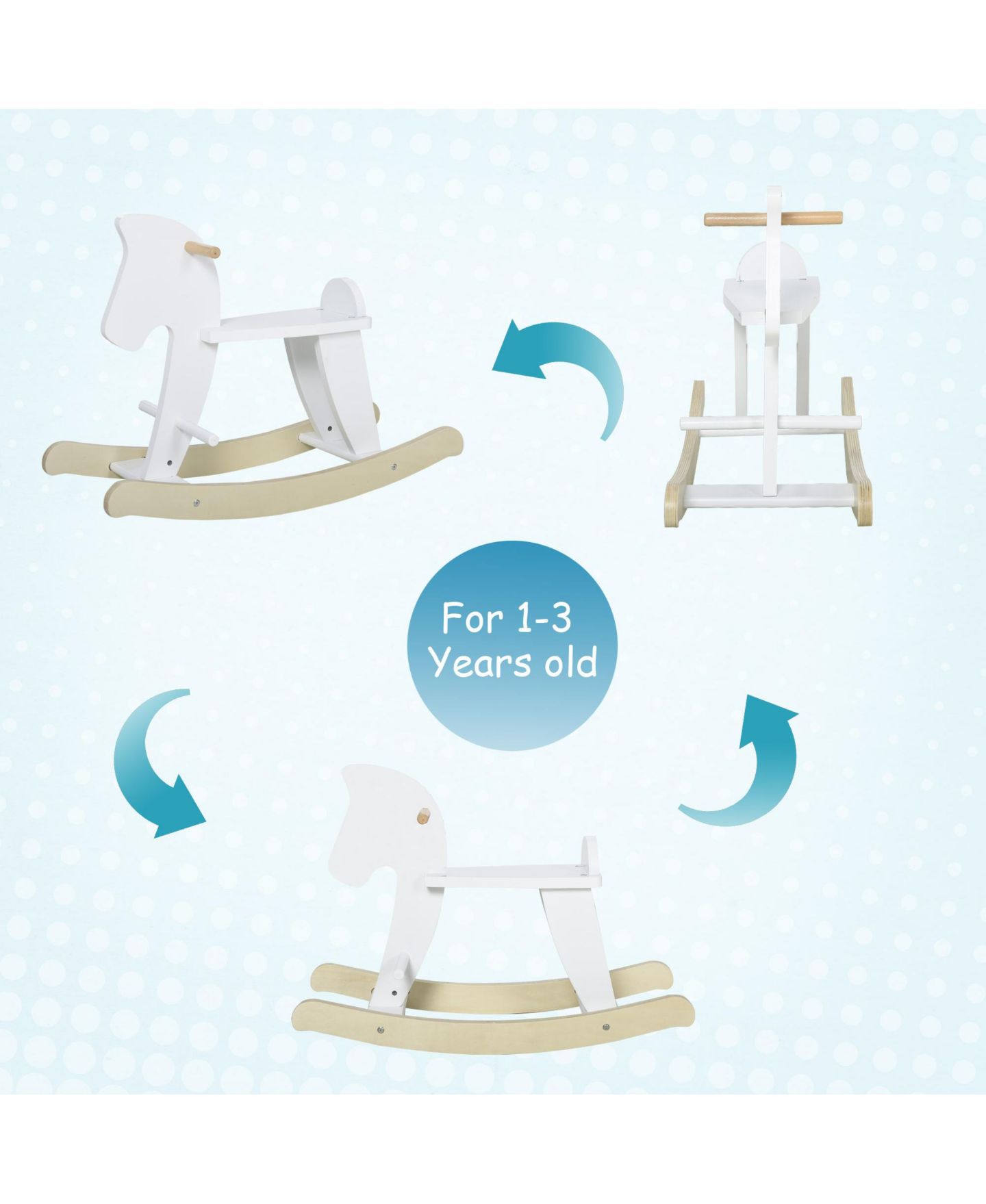 Детская игрушка Qaba Wooden Rocking Horse, 66 lb. Weight Capacity, Ages 1-3 — фото 5