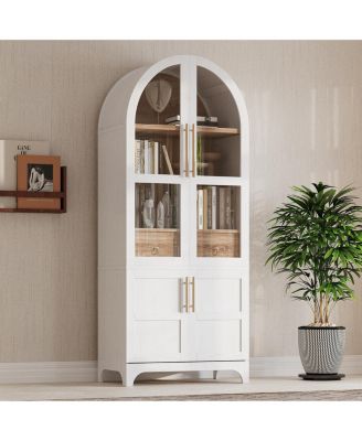 CASAINC 71" MDF, Laminate Adjustable Shelves, Hidden Drawer, Glass Door, Door Racks Kitchen Pantry Cabinet