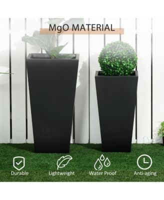 2-Pack MgO Flower Pots with Drainage Hole, Outdoor Planters