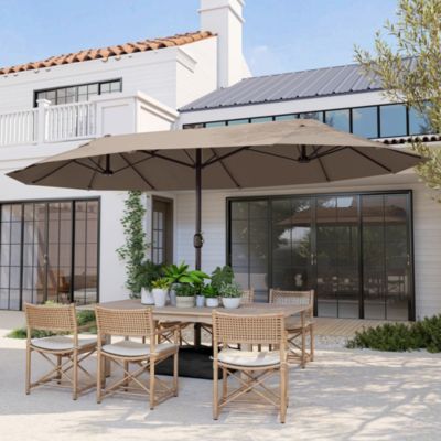 15' Backyard Double-Sided Steel Fabric Market Garden Umbrella