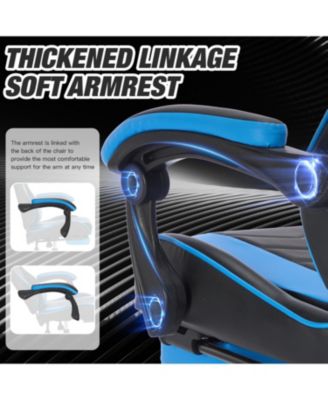 Gaming Chair with Footrest Headrest & Lumbar Support - Black/Blue