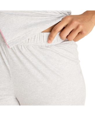 Women's BCBG MAXAZRIA Short Sleeve Notch Collar Top and Capri Pants Pajamas 2-Piece Set