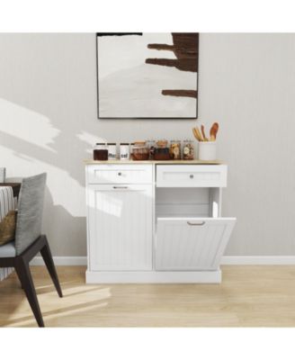 CASAINC E1 MDF Two Drawers and Dual Compartments for Kitchen Waste Storage Tilt-Out Trash Cabinet