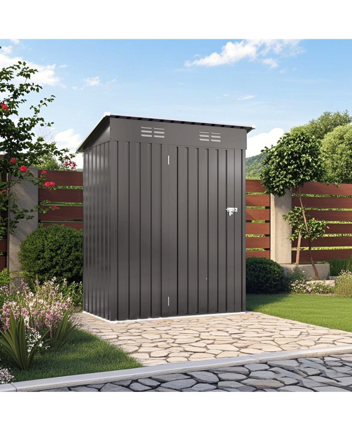 5x3 Ft Metal Outdoor Storage Shed, Gray - Gray