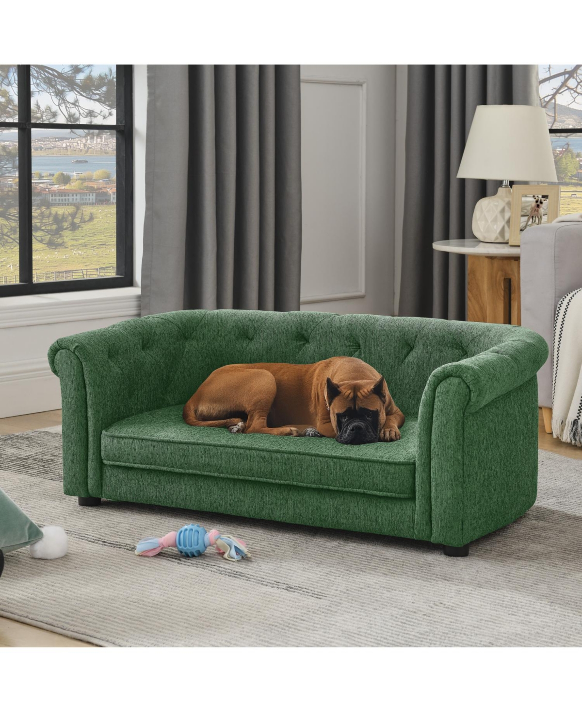 Green Linen Pet Sofa - Green