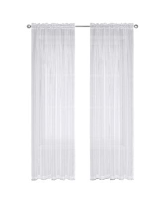 Chic Living Jillian 2 Piece Ultra Lux Wide Rod Pocket Sheer Vole Window Curtain Panels - 84 in. Long - Silver