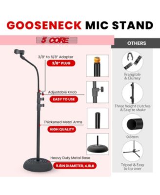 5Core Mic Stand Floor 2Pcs Adjustable Round Base Universal Metal Microphone Stands