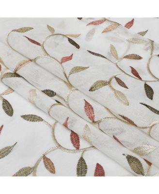 Shabby Sheer Embroidered Complete 3 Piece Floral Rod Pocket Cafe Kitchen Curtain Tier & Valance Set