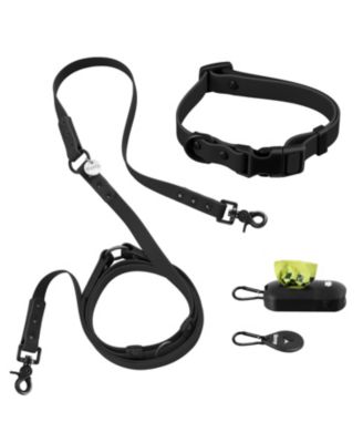 Luna 8FT Adjustable 6-in-1 Waterproof Hands-Free Leash and Collar with LED Flashlight, Bag Dispenser, and Poop Bag Holder
