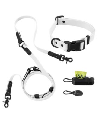 Luna 8FT Adjustable 6-in-1 Waterproof Hands-Free Leash and Collar with LED Flashlight, Bag Dispenser, and Poop Bag Holder