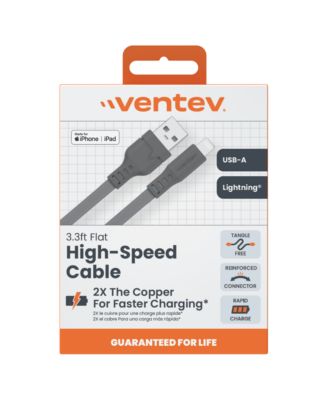 Flat USB-A to Apple Lightning High Speed Tangle-Free 3 Foot Cable