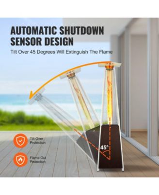 Outdoor Pyramid-Style Propane Patio Heater with Glass Flame Tube and Wheels – Elegant Heating for Garden or Patio