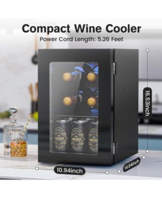 24 Cans Mini Fridge Cooler, Beverage Refrigerator Countertop Drink Cooler for Soda, Canned Beer, Adjustable Digital Temperature Control for Home Dorm Office, Black