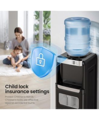Water Cooler with Ice Maker &amp;#x2013; 33lbs/Day, Fits 2&amp;#x2013;5 Gallon Bottles, Child Lock, Energy-Saving, for Home &amp; Office