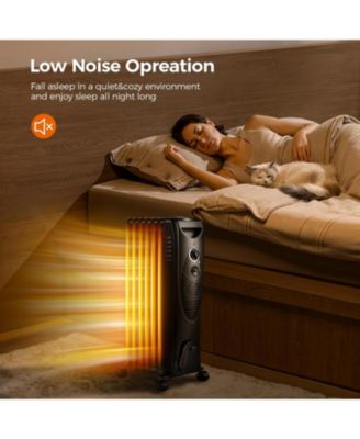 Portable Electric Radiator Heater, Oil Filled with 3 Heat Settings, Adjustable Thermostat, Overheat & Tip-Over Protection For Indoor Use, 1500W (Black)
