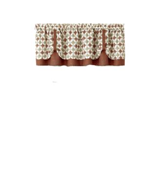 Modern Geometric Button Tuck Layered Rod Pocket Window Valance - 56 in. W x 15 in. L, Taupe