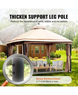 Large Outdoor Gazebo with Mosquito Netting and Reinforced Metal Frame – Fits 10 to 12 People for Garden Use