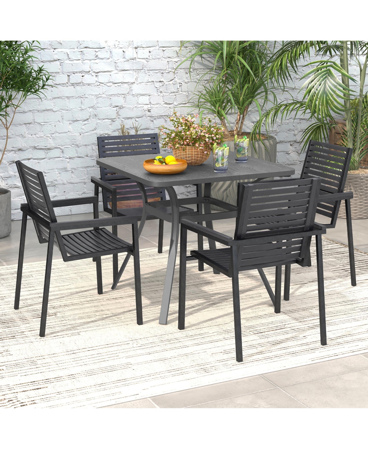 Gymax 32'' Patio Dining Table w/ 4 Curved Legs Heavy-Duty Outdoor Table for 4 Garden
