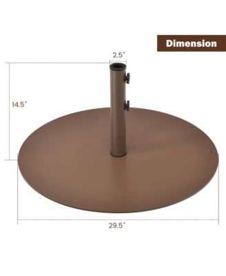 Round Weighted Patio Umbrella Base Stand 59 lbs w/ 3 Adapters