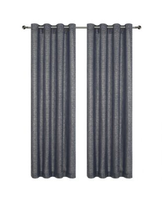 Glam Chic Living 2 Pack Metallic Foil Sparkle Slub Sheer Grommet Top Curtain Panels - Rose