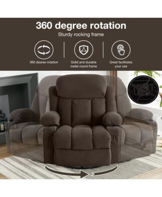 Swinging Recliner Massage Heated Sofa with USB and 2 Cup Holders