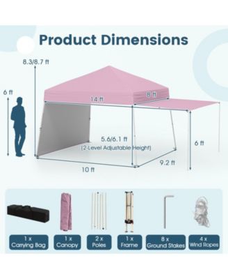14 X 9.2 FT Pop up Canopy Tent with 2 Convertible Sidewalls to Awning & Stakes