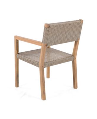 Teak Acacia & Wicker Outdoor Dining Chairs (Set of 2)
