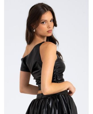 Women's Yara Faux Leather Slash Neck Tank Top