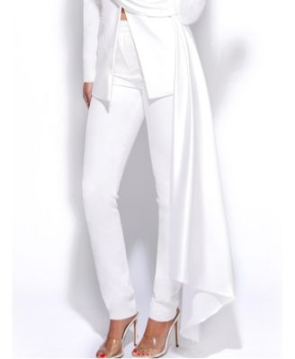 Women Vayla White Skinny Fit Crepe Trousers