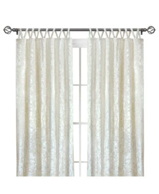 Park Avenue 2 Piece Criss-Cross Tab Top Velvet Window Curtain Panels - 84 in. Long - Creamy White