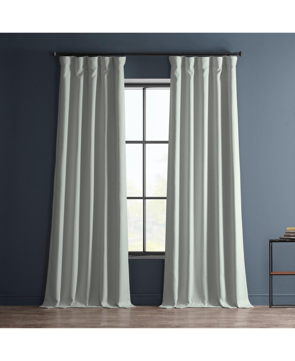 Half Price Drapes Mink Textured Faux Linen Room Darkening Curtain In Gray