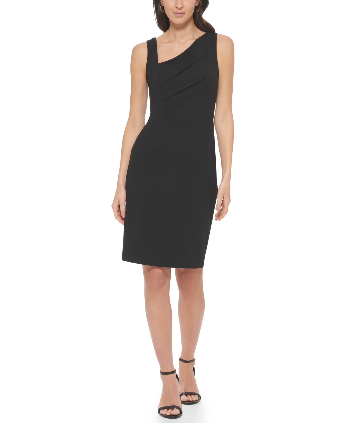Women's Asymmetric Scuba Sheath Dress - Black