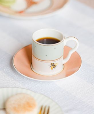 Slogan Espresso Cups and Saucers, Set of 2